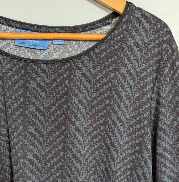 Simply Vera Vera Wang Charcoal Patterned Twist Front Long Sleeve Top Women's‎ XL - Picture 3 of 7